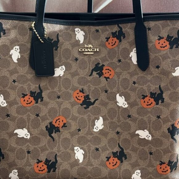 New Coach City Tote In Signature Canvas With Halloween Print CW450 - Picture 6 of 8